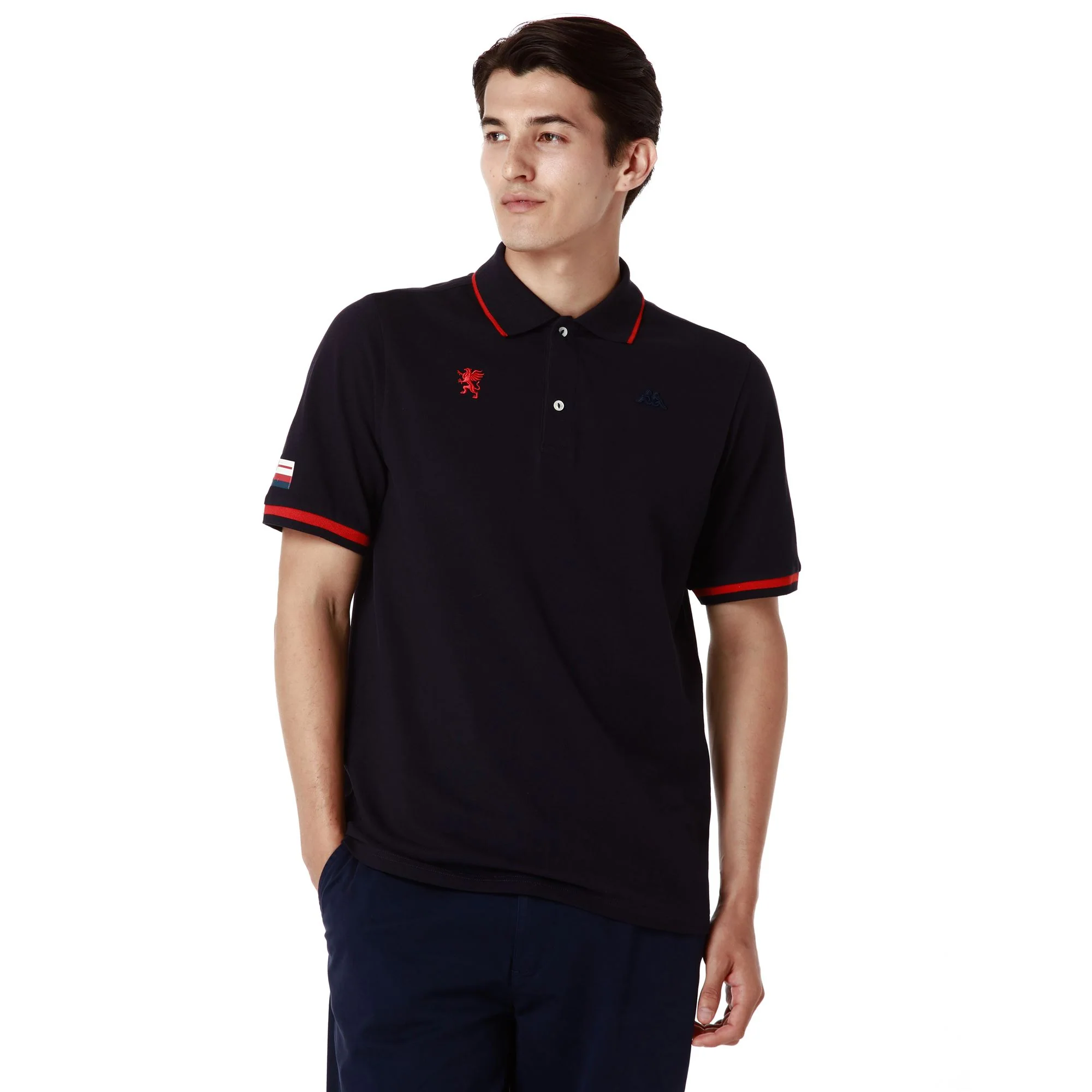 HERVE GENOA - Polo Shirts - Polo - Man - BLUE MARINE-RED BLAZE - Image 4
