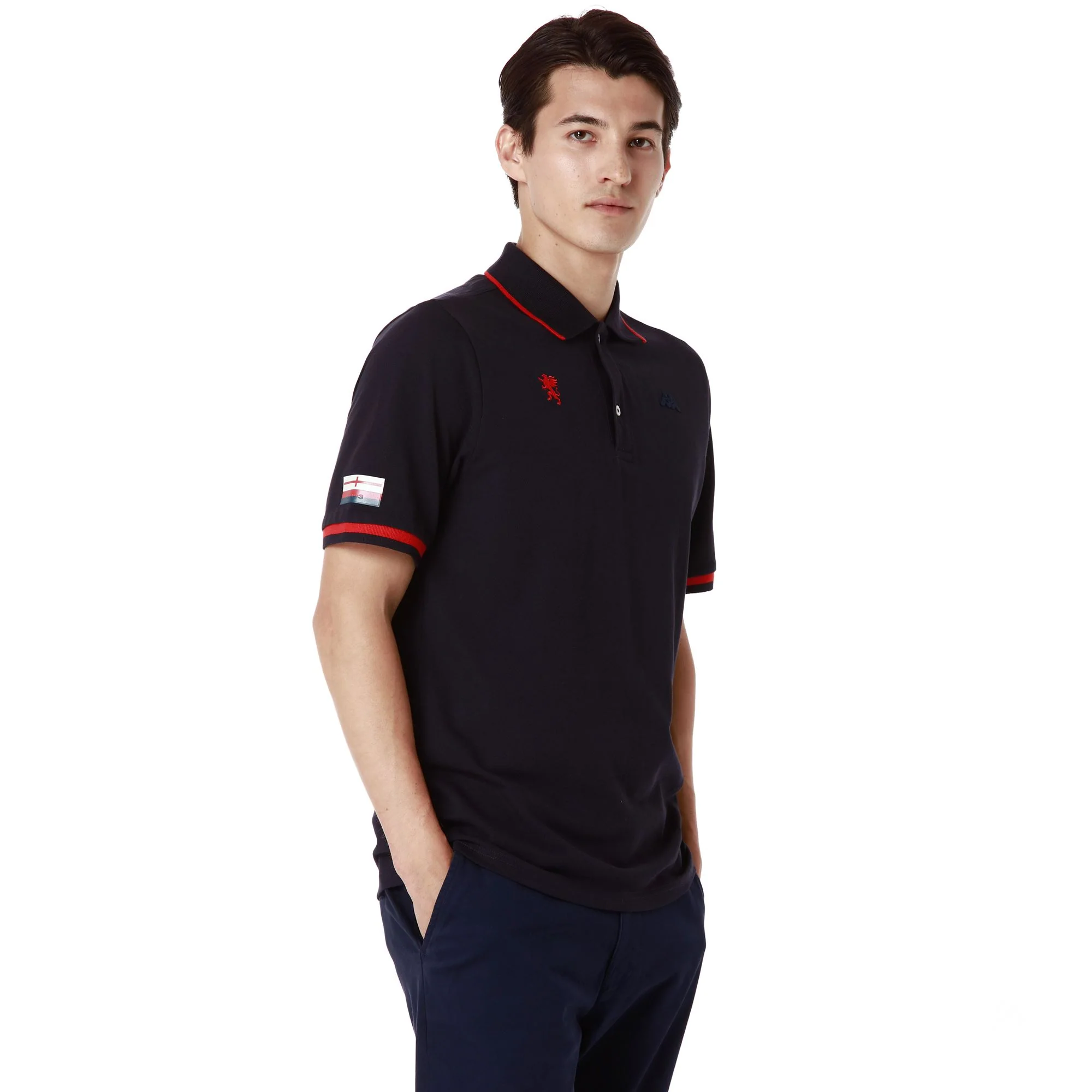 HERVE GENOA - Polo Shirts - Polo - Man - BLUE MARINE-RED BLAZE - Image 5